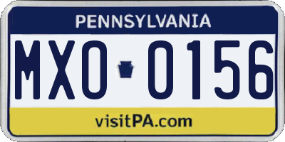 PA license plate MXO0156