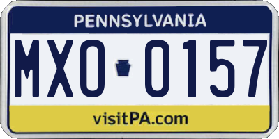 PA license plate MXO0157