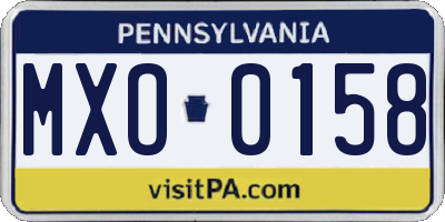 PA license plate MXO0158