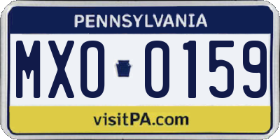 PA license plate MXO0159