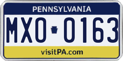 PA license plate MXO0163