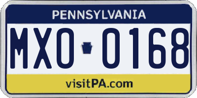 PA license plate MXO0168