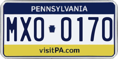 PA license plate MXO0170