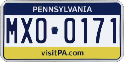 PA license plate MXO0171
