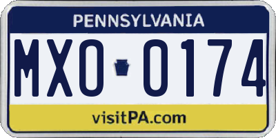 PA license plate MXO0174
