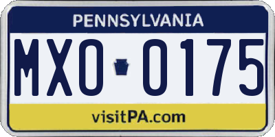 PA license plate MXO0175