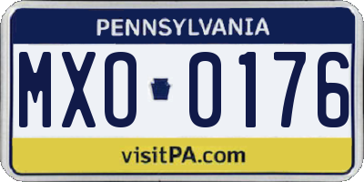 PA license plate MXO0176