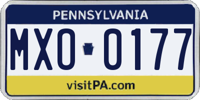 PA license plate MXO0177