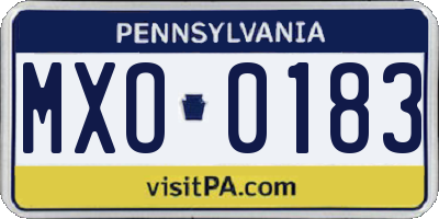 PA license plate MXO0183