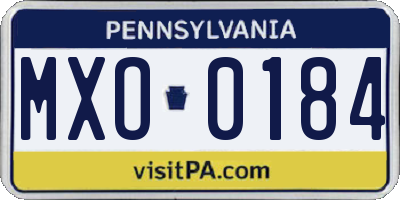 PA license plate MXO0184