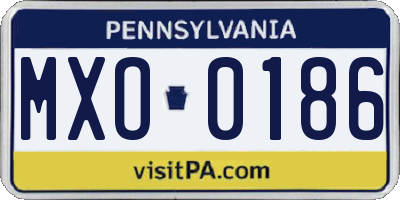 PA license plate MXO0186