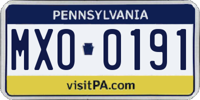 PA license plate MXO0191