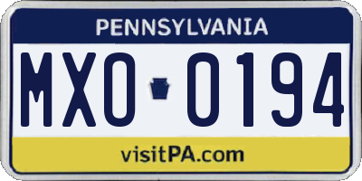 PA license plate MXO0194