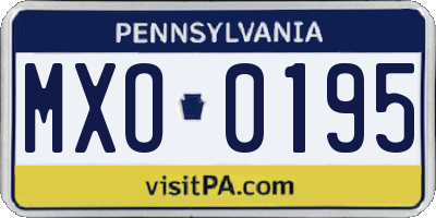 PA license plate MXO0195