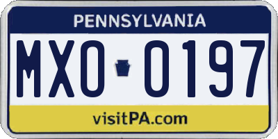 PA license plate MXO0197