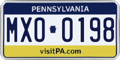 PA license plate MXO0198