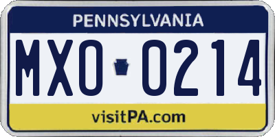 PA license plate MXO0214