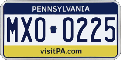 PA license plate MXO0225
