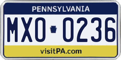 PA license plate MXO0236