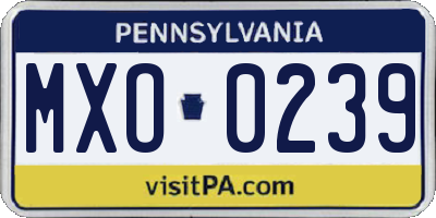 PA license plate MXO0239