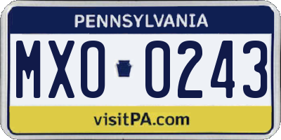 PA license plate MXO0243