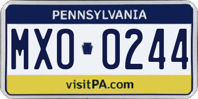 PA license plate MXO0244