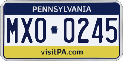 PA license plate MXO0245