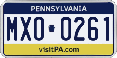PA license plate MXO0261