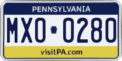 PA license plate MXO0280