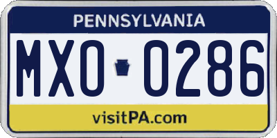 PA license plate MXO0286