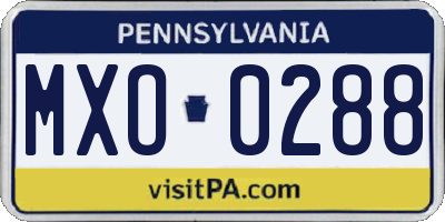 PA license plate MXO0288