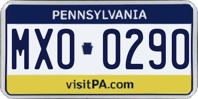 PA license plate MXO0290