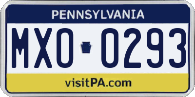 PA license plate MXO0293