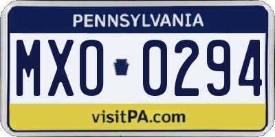 PA license plate MXO0294