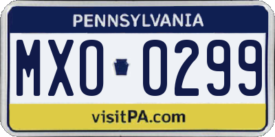 PA license plate MXO0299