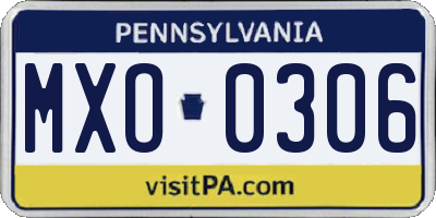 PA license plate MXO0306