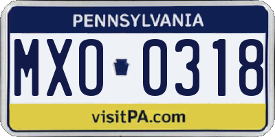 PA license plate MXO0318