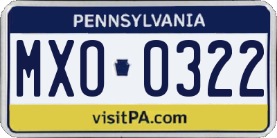 PA license plate MXO0322