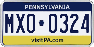PA license plate MXO0324