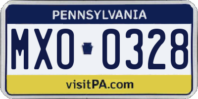 PA license plate MXO0328