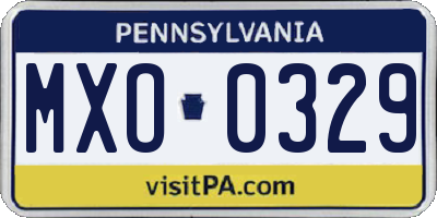 PA license plate MXO0329