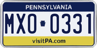 PA license plate MXO0331