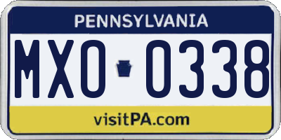 PA license plate MXO0338