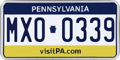 PA license plate MXO0339