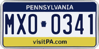 PA license plate MXO0341