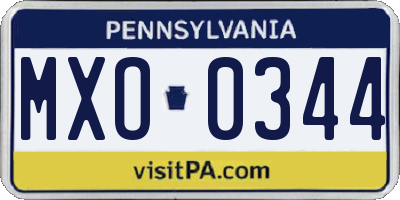 PA license plate MXO0344