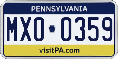 PA license plate MXO0359