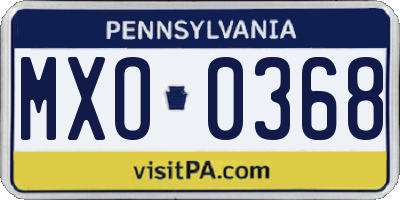 PA license plate MXO0368