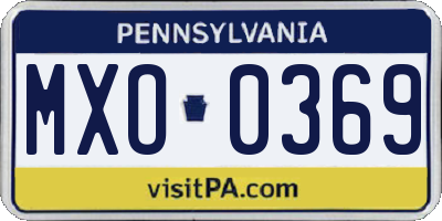 PA license plate MXO0369