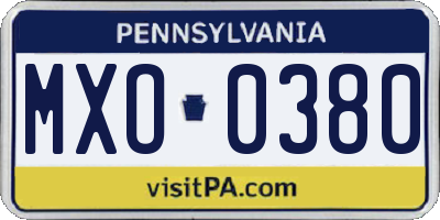 PA license plate MXO0380